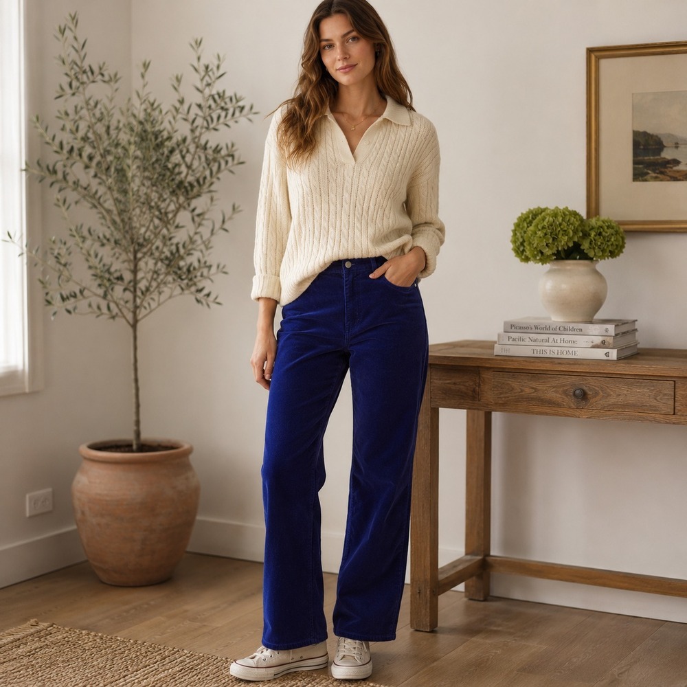 Coldwater Creek Natural Fit Corduroy Pants Women's Size 16 Dark Purple Normcore
